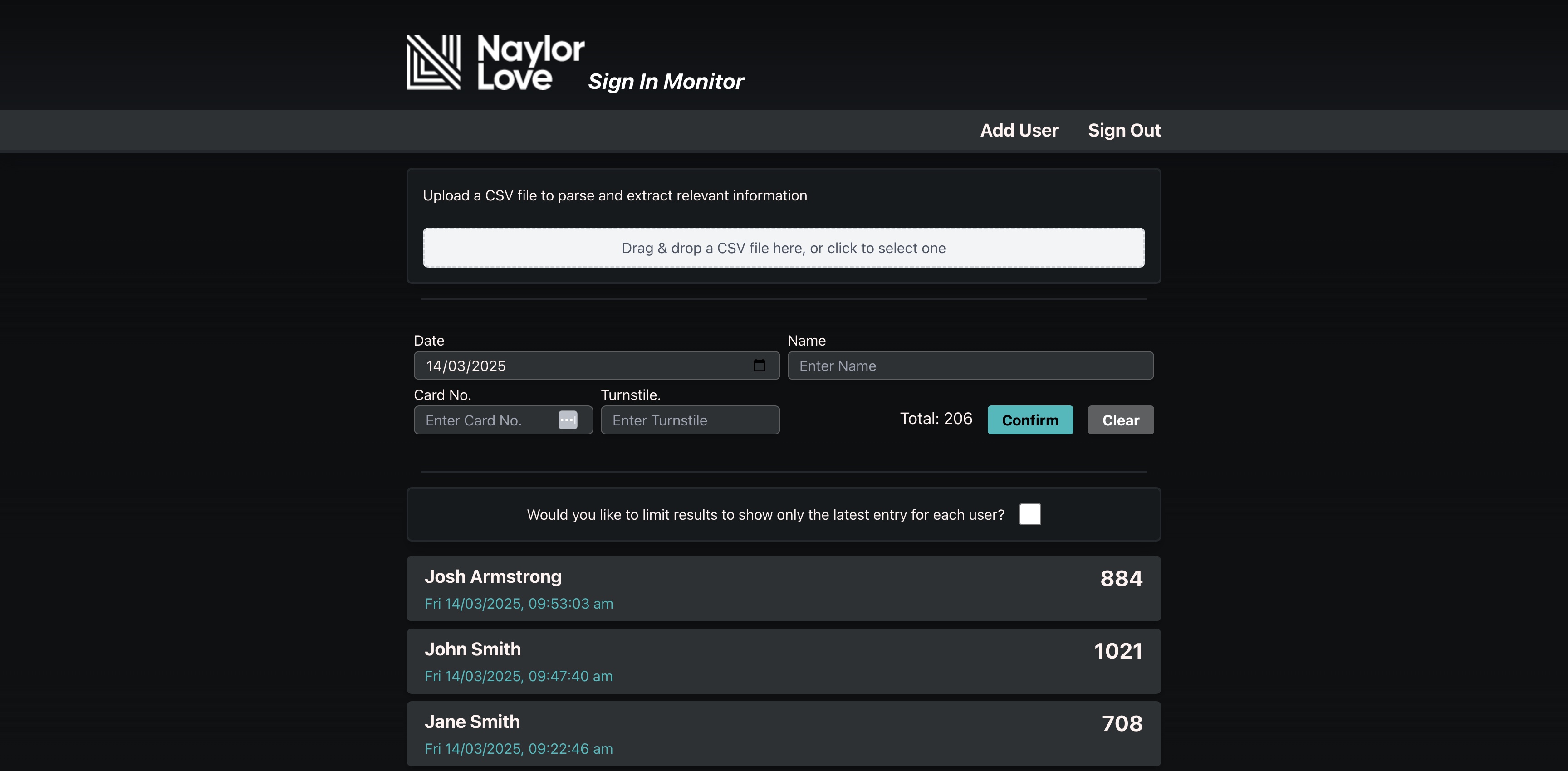 Naylor Love Sign-in Monitor